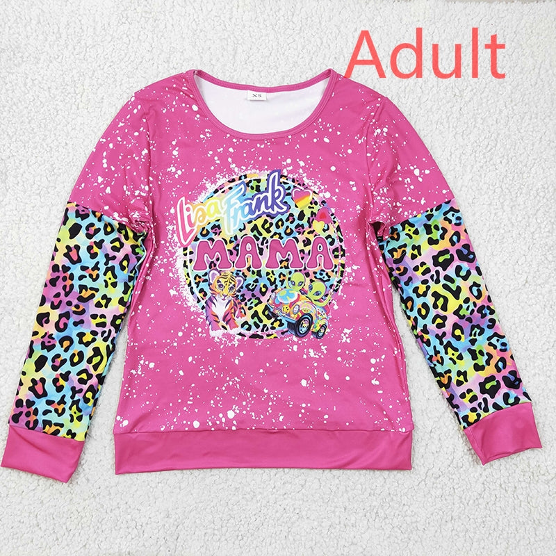 GT0092 Mama Adult Women Long Sleeves Leopard Shirt