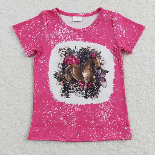 GT0122 Baby Girl Short Sleeves Western Horse Shirt