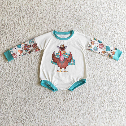 LR0170 Kids Baby Girl turkey Romper