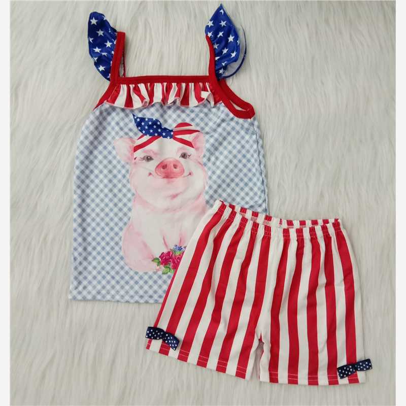 Baby Girl July 4th Piggy Outfit