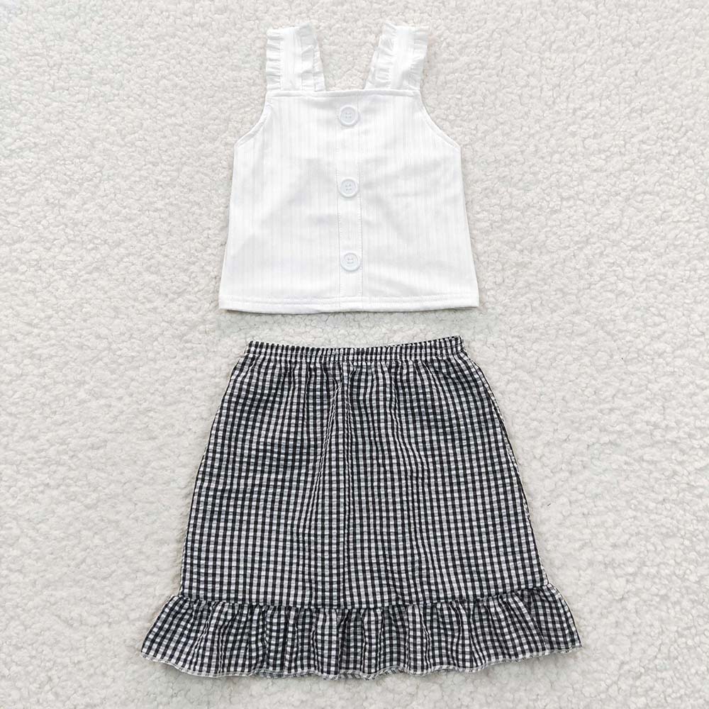 GSD0262 Baby Girl Summer Tank Plaid Skirt Outfit