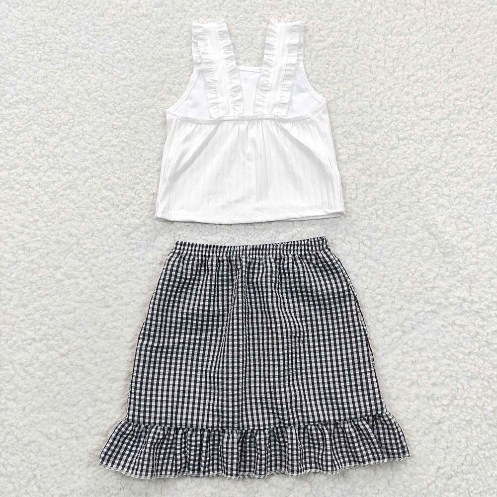 GSD0262 Baby Girl Summer Tank Plaid Skirt Outfit