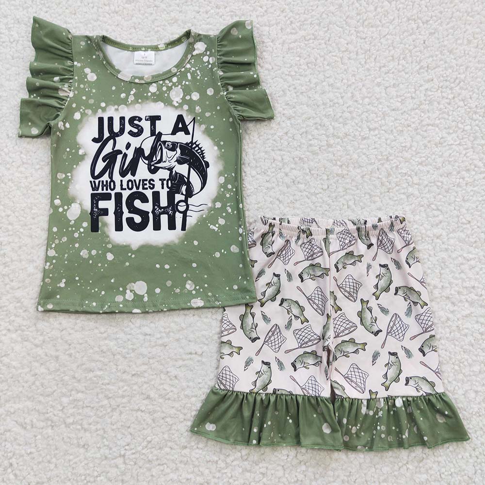 BSSO0257 Baby Boy Summer Green Short Sleeves Fishing Shirt Shorts Outfit