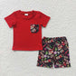 GSSO0169 Summer Baby Girl Short Sleeves Crawfish Tunic Red Cotton Shorts Outfit