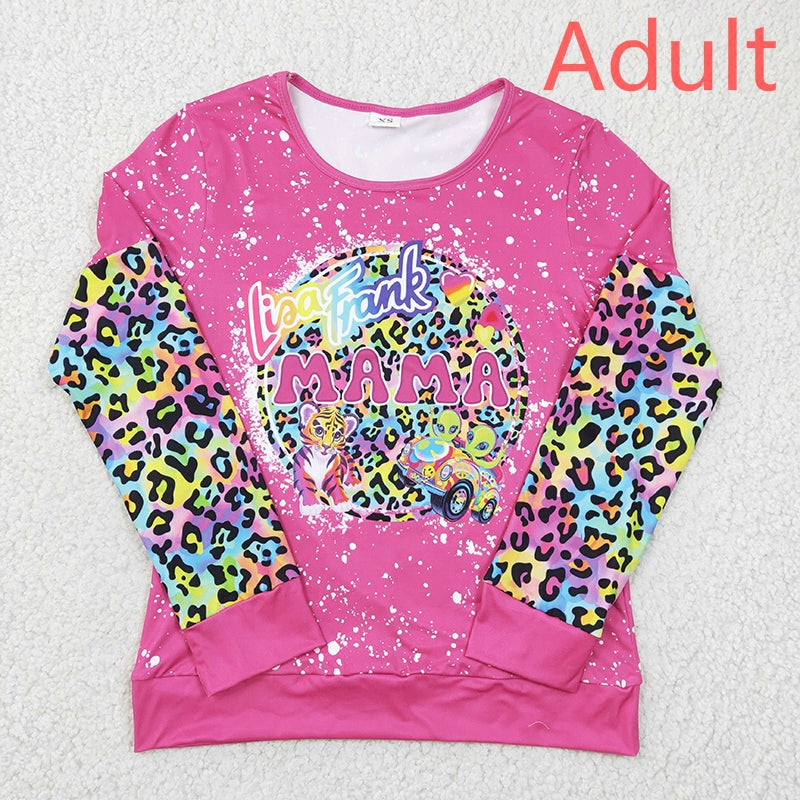 GT0092 Mama Adult Women Long Sleeves Leopard Shirt