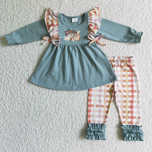 GLP0156 Baby Girl Pumpkin Embroidery Pants Outfit