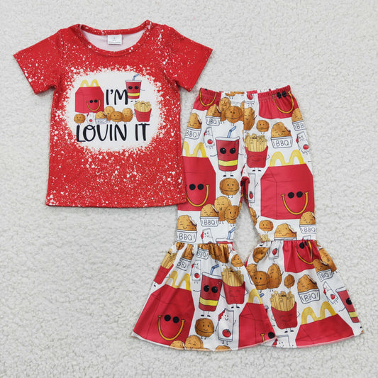 GSPO0549 Baby Girl Short Sleeves Shirt Potato Bell Pants Outfit