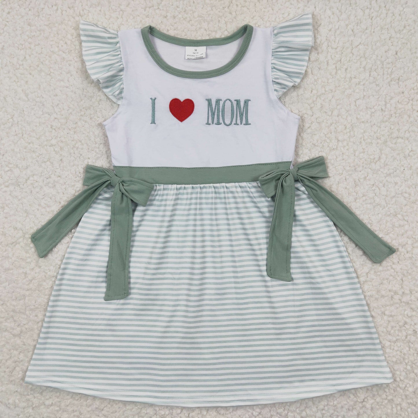 GSD0257 Baby Girl Embroidery I Love Mom Short Sleeves Dress