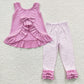 GSPO0507 Baby Girl Pink Cotton Striped Pants Outfit