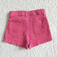 SS0013 Summer Baby Girl Pink Denim Ruffle Shorts