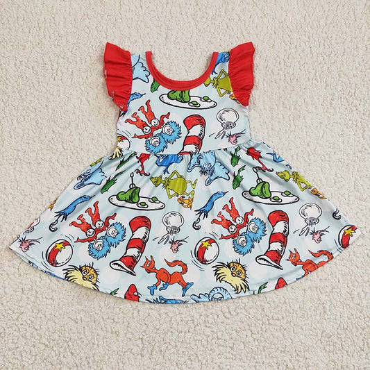 GSD0211 Baby Girl Short Sleeves Cat Dress