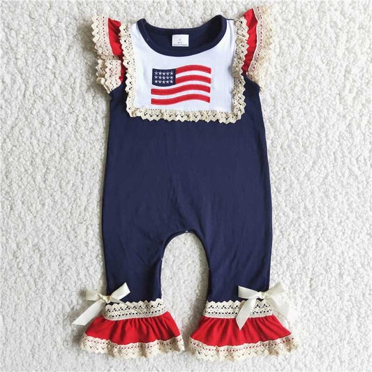 July 4th Embroidered Romper Jumpsuit