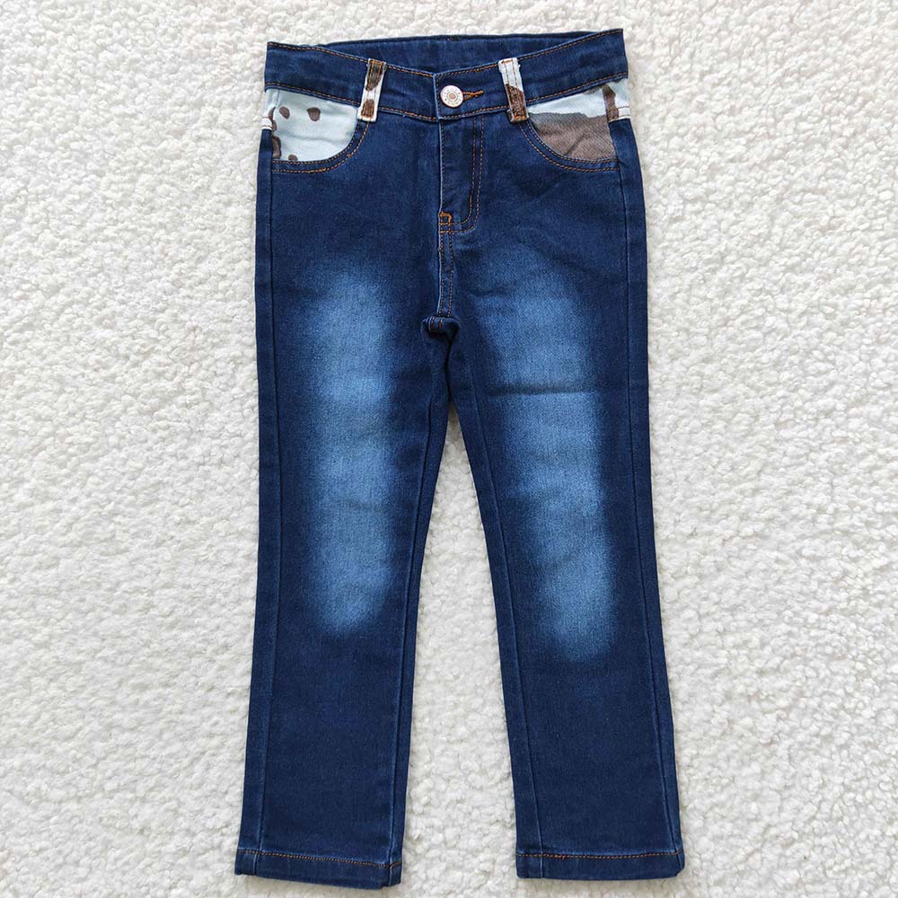 P0075 Baby Girl Cow Print Jeans Denim Pants