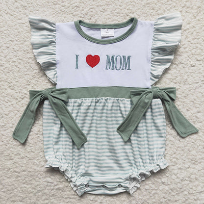 SR0237 Baby Girl I Love Mom Summer Romper