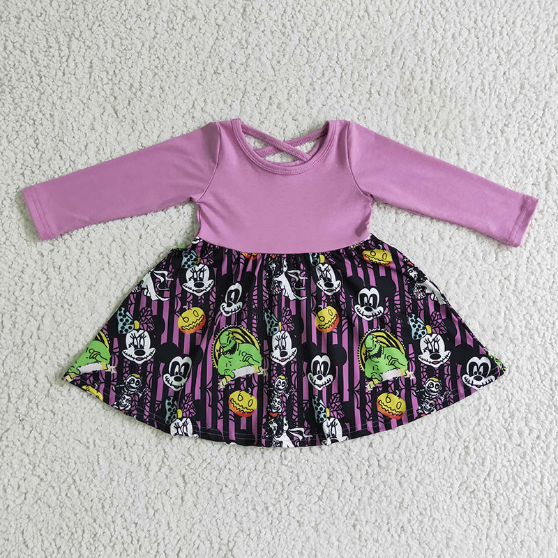 GLD0059 Baby Girl Halloween Cartoon Twirl Dress