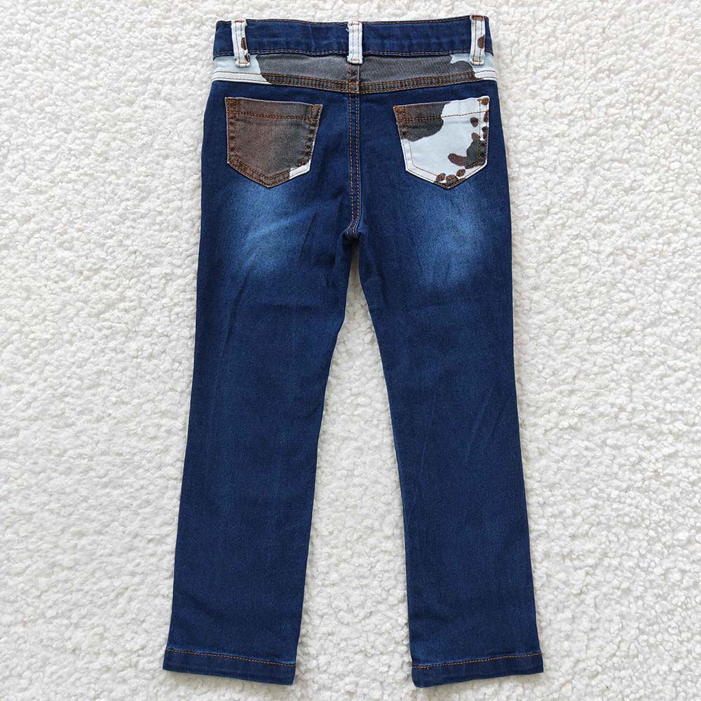 P0075 Baby Girl Cow Print Jeans Denim Pants