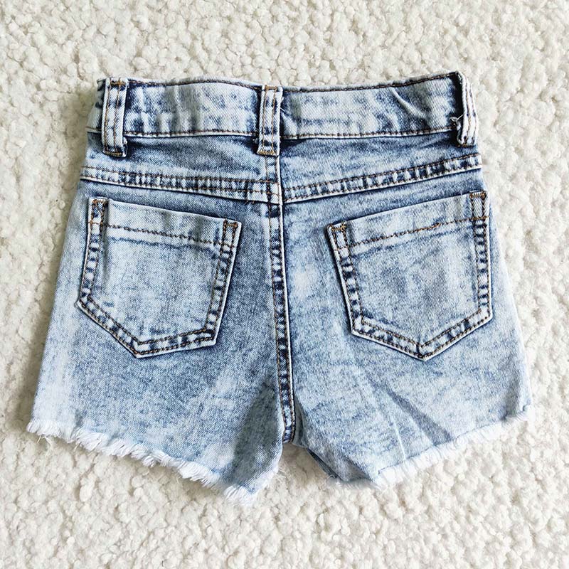 SS0024 Summer Baby Girl Western Cow Denim Shorts