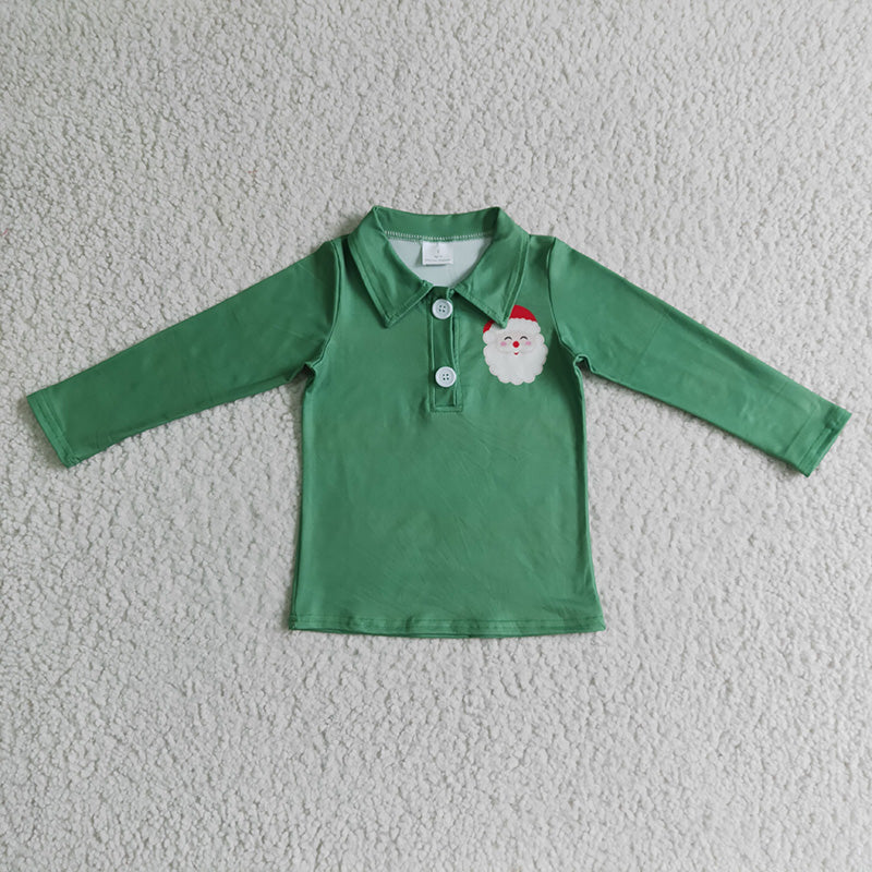 BT0073 Baby Boy Christmas Santa Green Pullover Shirt