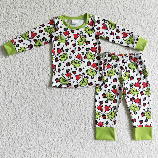 Promotion Baby Boy Baby Boy Christmas Frog Shirt Pants Leopard Pajamas Set