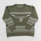 BT0178 Kids Western Cow Green Winter Fall Sweater