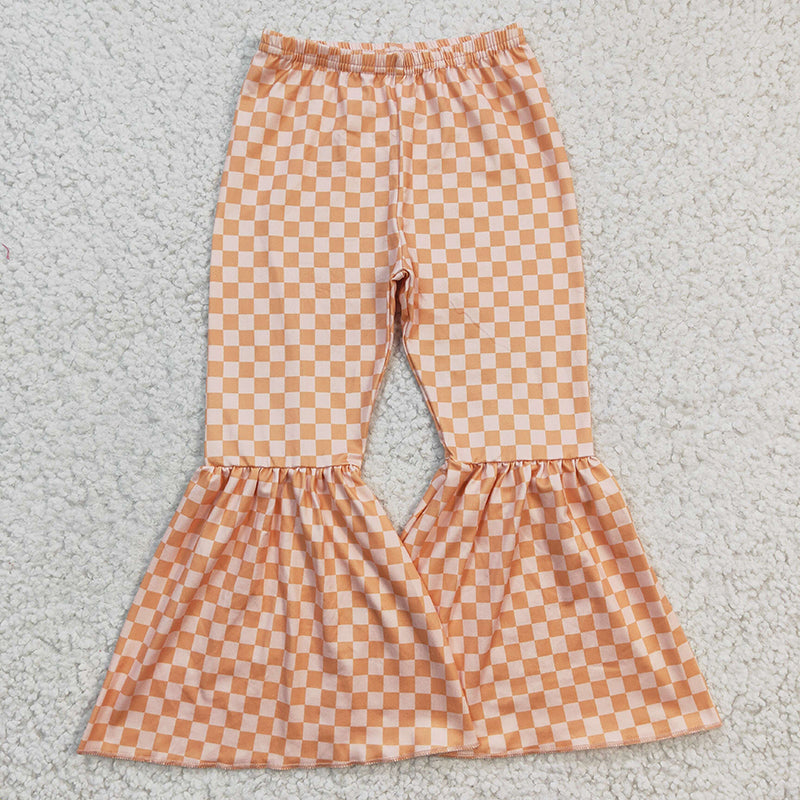 P0057 Baby Girl Plaid Bell Bottom Pants