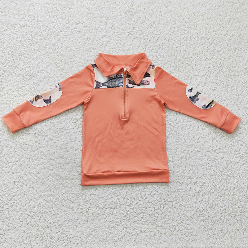 BT0128 Baby Boy Fishing Zipper Pullovers Shirt