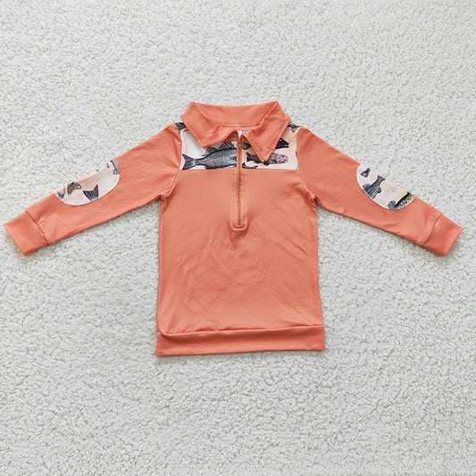 BT0128 Baby Boy Fishing Zipper Pullovers Shirt