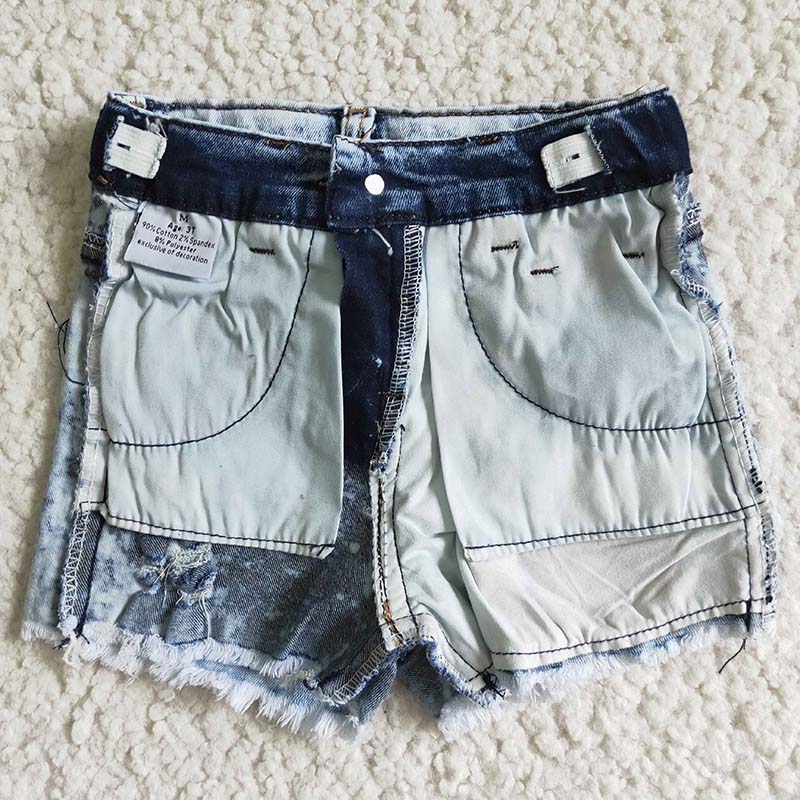 SS0024 Summer Baby Girl Western Cow Denim Shorts