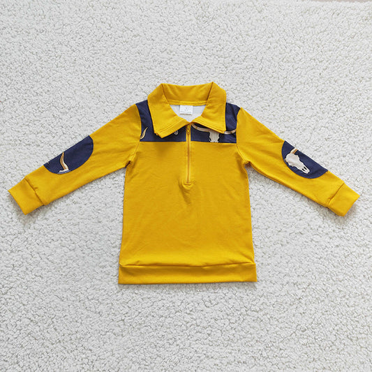 BT0124 Baby Boy Western Cow Zipper Pullovers Cotton Shirt