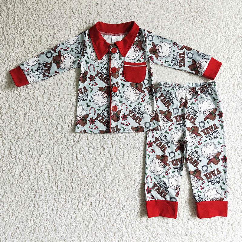 BLP0079 Christmas Santa Baby Boy Pajamas Sleepwear Set