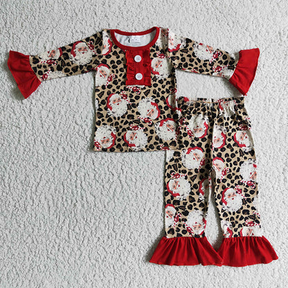 BLP0080 Baby Boy Christmas Santa Leopard Pajamas