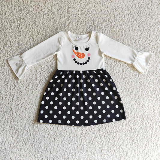 GLD0119 Baby Girl Christmas Snowman Dress