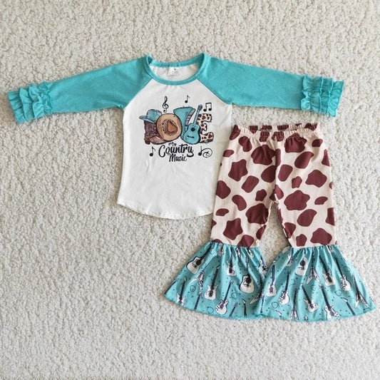 Baby Girl Western Leopard Singer Bell Pants Music Outfit