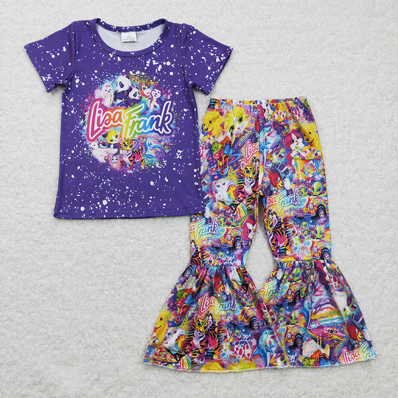 GSPO0343 Baby Girl Tiger Purple Bell Pants Outfit
