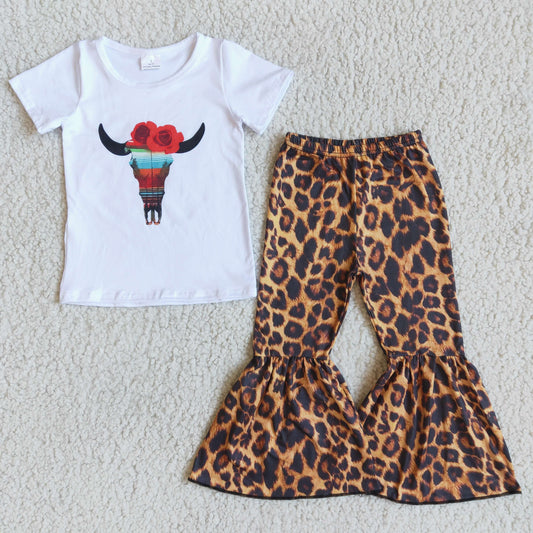 Cow Baby Girl Leopard Bell Outfit