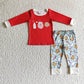 Promotion Baby Girl Long Sleeves Christmas Cookie Santa Milk Pajamas Set