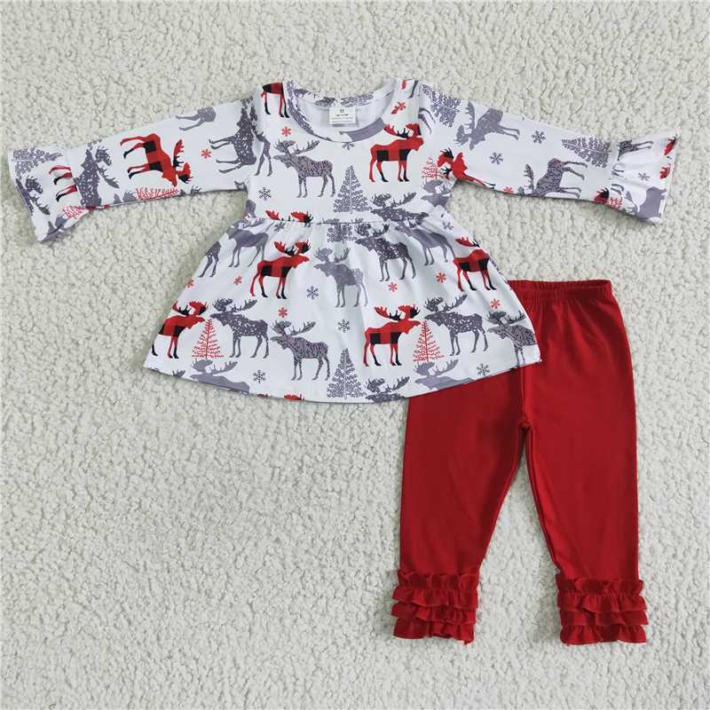 6 A24-3 Baby Girl Christmas Reindeer Outfit