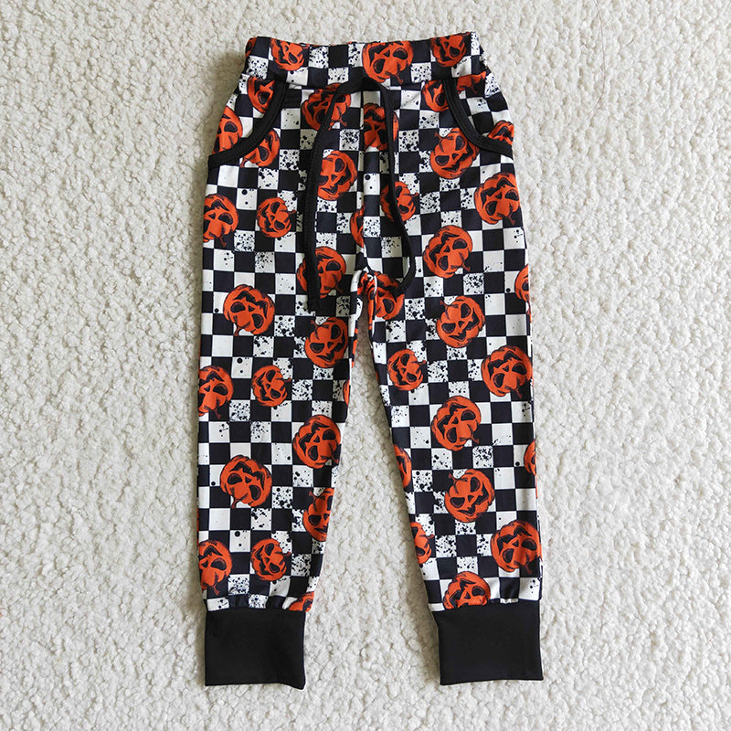 P0025 Baby Girl Halloween Pumpkin Pocket Kids Fall Pants