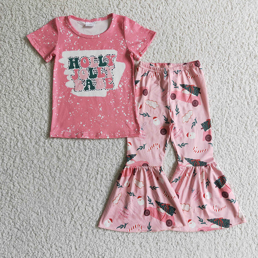 GSPO0196 Holly Jolly Babe Bell Pants Baby Girl Kids Christmas Set