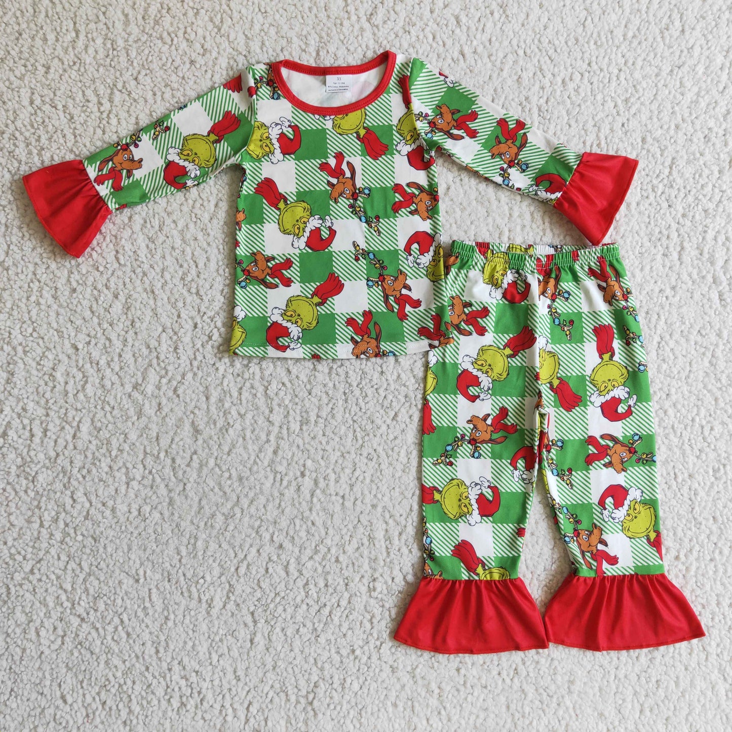 BLP0121 Green Plaid Kids Baby Boy Christmas Pajamas