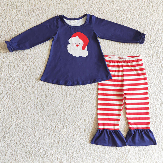 GLP0249 Baby Girl Christmas Santa Striped Pants Outfit