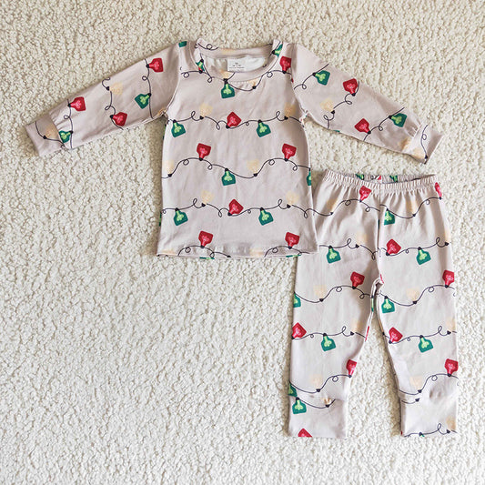 BLP0086 Baby Boy Christmas Western light print kids pajamas set