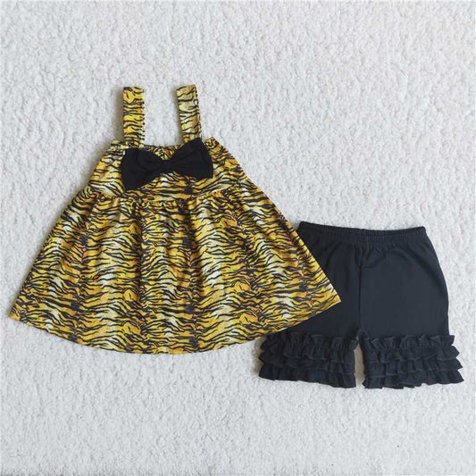 Baby Girl Summer Leopard Black Shorts Outfit