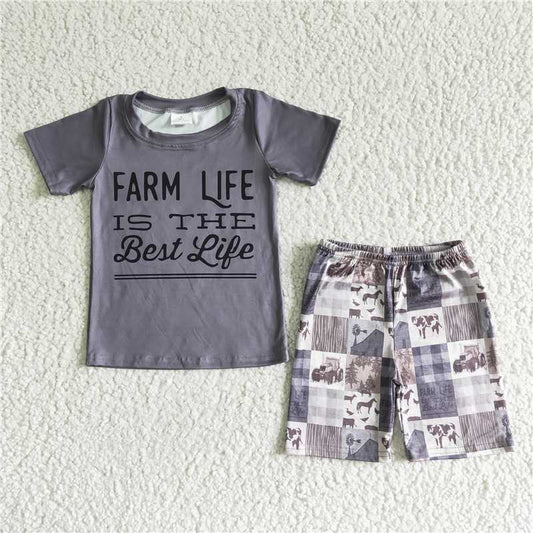 BSSO0029 Baby Boy Summer Farm Life Is The Best Life Outfit