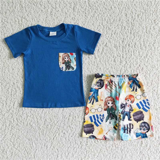 BSSO0048 Baby Boy Summer Blue Shorts Outfit