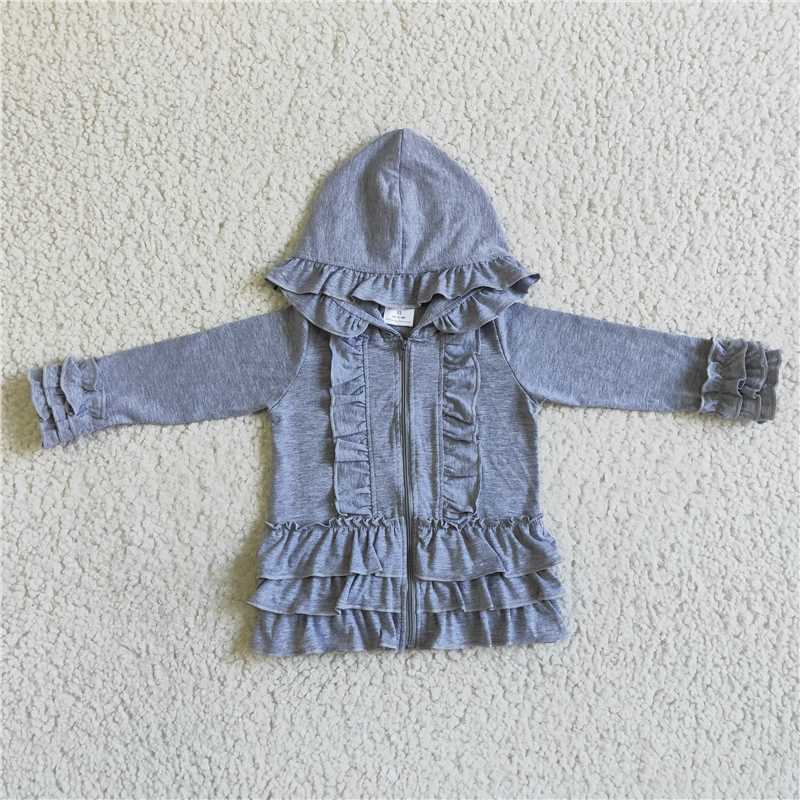 GT0015 Baby Girl Rose Gray Hoodie Cotton Coat