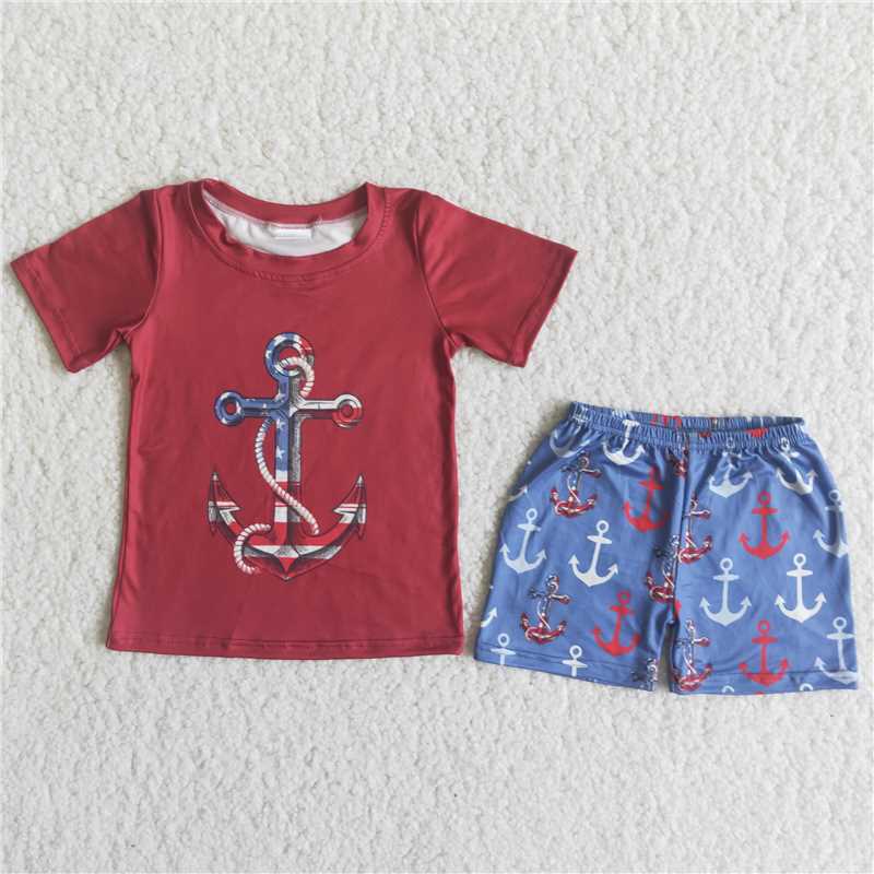 Baby Boy 4th Of July Anchor Outfit