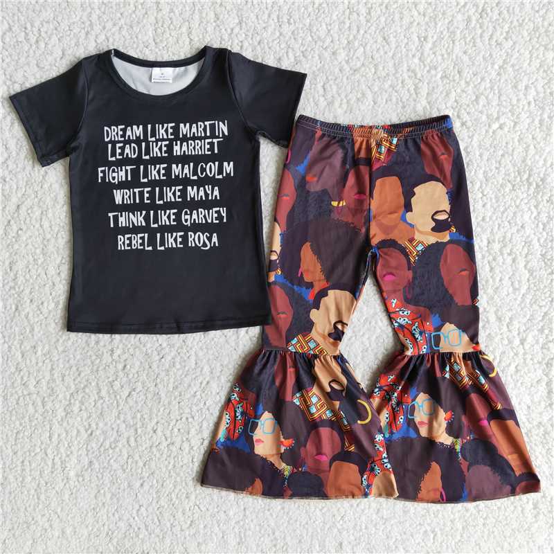 E11-19 Black History Bell Pants Kids Outfit