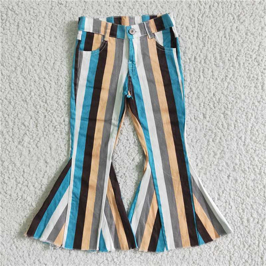 P0002 Baby Girls Denim Striped Jeans Bell Pants