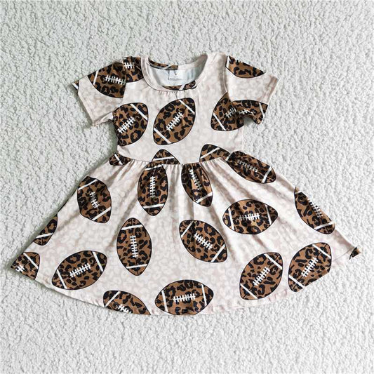 GSD0092 Baby Girl Summer Football Leopard Twirl Dress